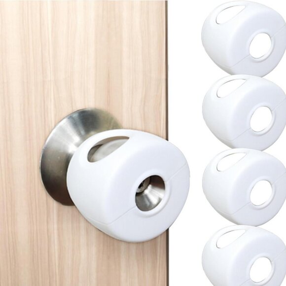 Child Proof Door Knob Covers, 4-Pack Door Knob Safety Cover for Kids, Door Locks - Picture 5 of 7